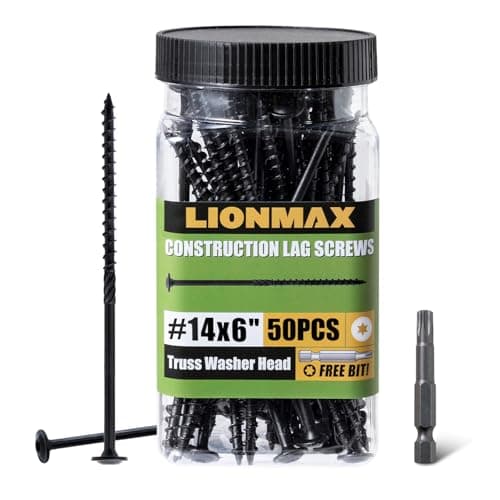 LIONMAX Structural Timber Screws, #14 x 6in (50-pack)