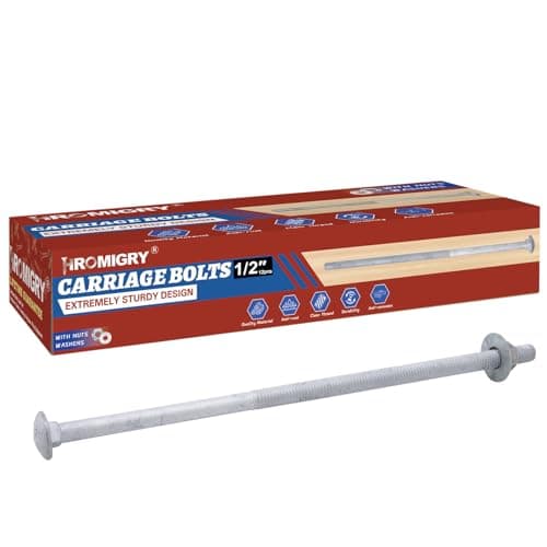 HROMIGRY Hot-Dip Galvanized Carriage Bolts, 1/2in x 8in with Nuts and Washers