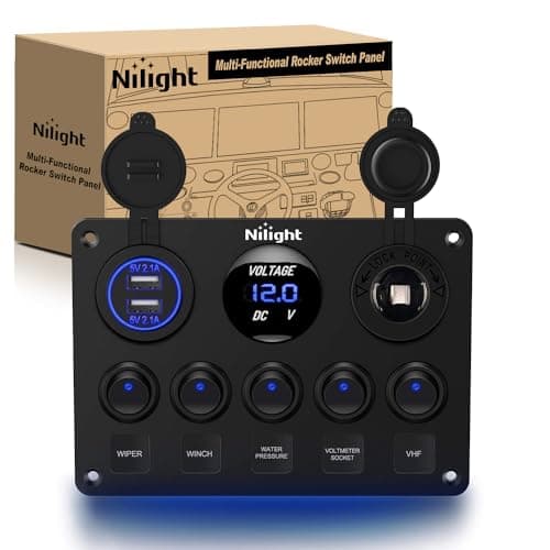 Nilight 5-Gang Multi-Function Rocker Switch Panel (Blue)