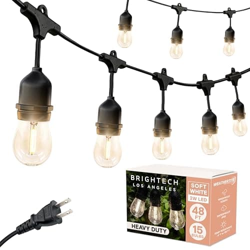 Brightech Commercial-Grade Outdoor String Lights, 48ft