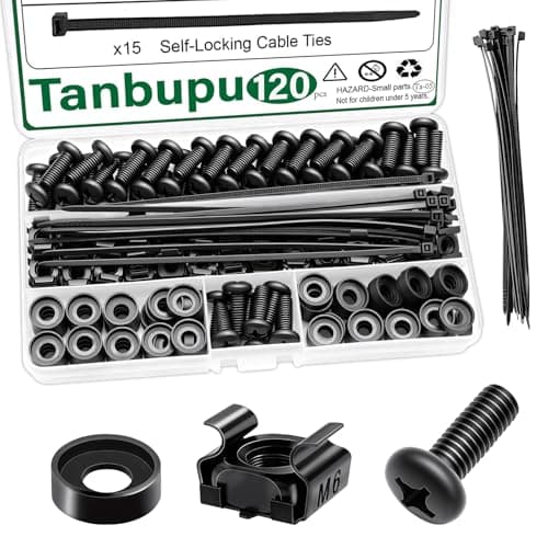 Tanbupu M6 Rack Cage Nuts, Screws and Washers (120-piece)