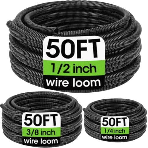 Unbranded Split Wire Loom Kit (1/4, 3/8, 1/2 in x 50 ft)