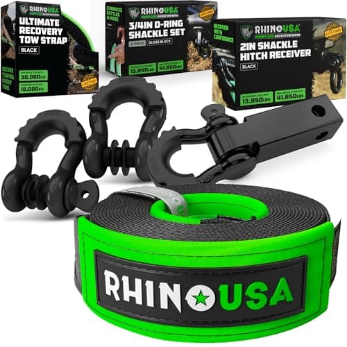 Rhino USA Rhino USA 20ft Tow Strap Kit with D-Rings and Hitch Receiver