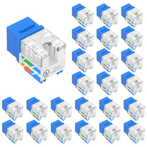VCE VCE UL-Listed Cat6 Keystone Jacks, 10Gbps (25-pack)