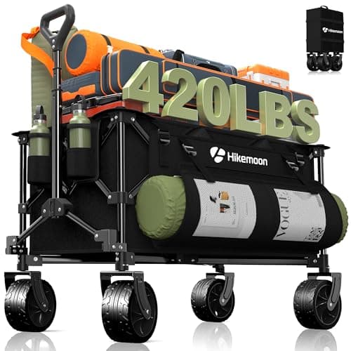 HIKEMOON Compact Collapsible Wagon, 150L with Large Wheels