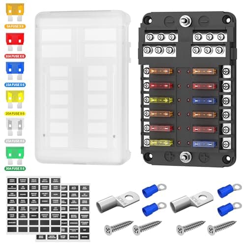 DaierTek 12-Way Blade Fuse Block with LED Indicators