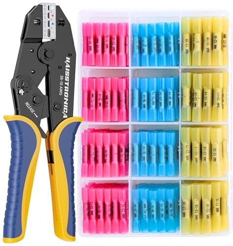 haisstronica 200-Piece Ratchet Crimper Kit with Heat-Shrink Connectors