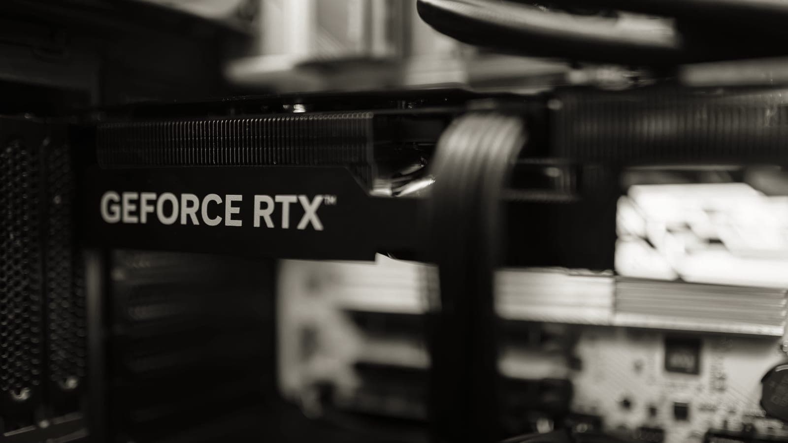 A graphics card installed inside an open computer case